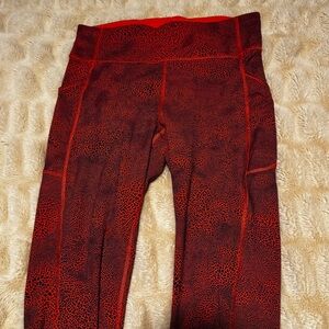 Lululemon Athletica Orange Patterned Leggings